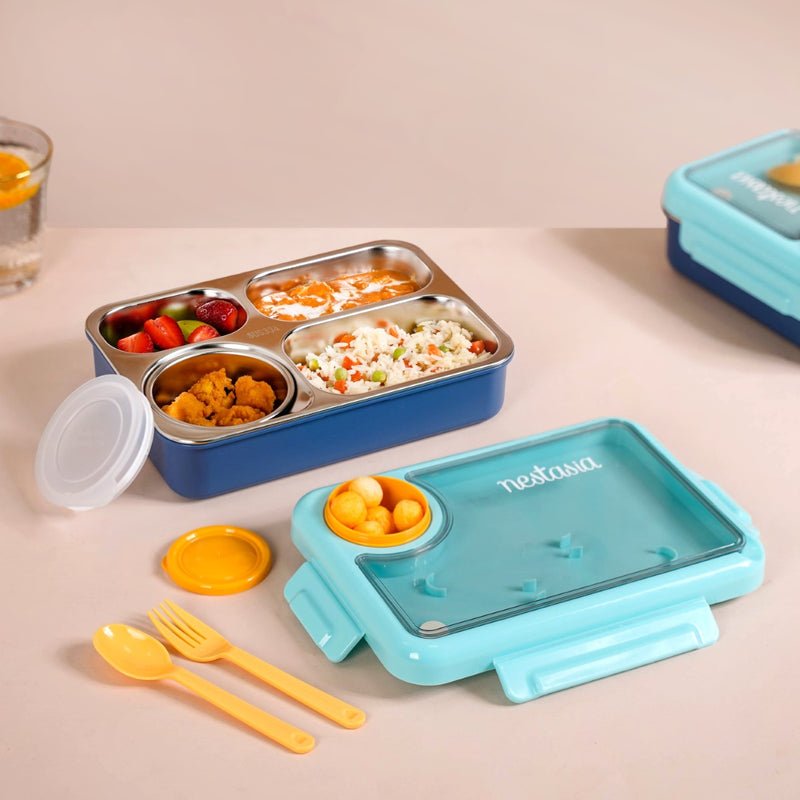 Stainless Steel Bento Tiffin Box Blue 950ml