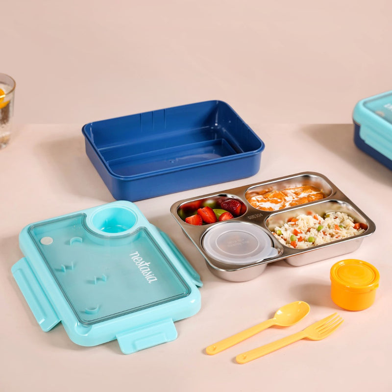 Stainless Steel Bento Tiffin Box Blue 950ml