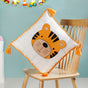 Tiger Embroidered Cotton Kids Cushion Cover 42x42cm
