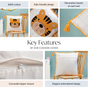Tiger Embroidered Cotton Kids Cushion Cover 42x42cm