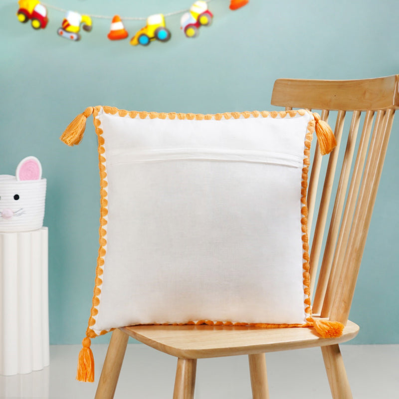 Tiger Embroidered Cotton Kids Cushion Cover 42x42cm