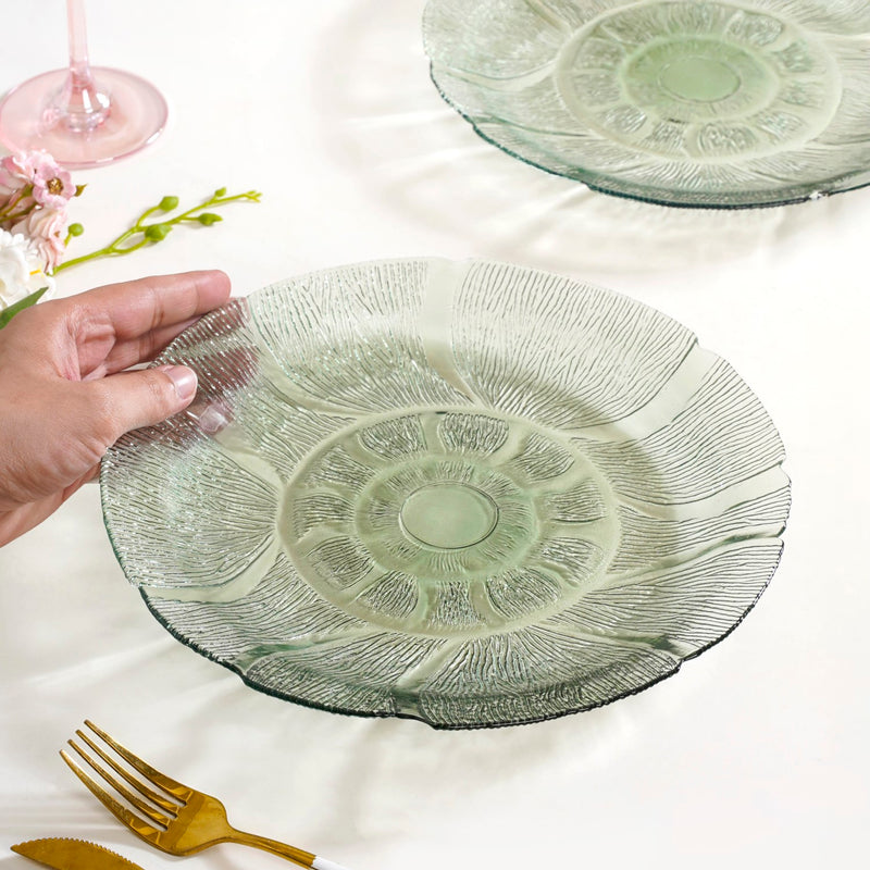 Tinted Glass Dinner Plate Set Of 6 Olive Green 25cm