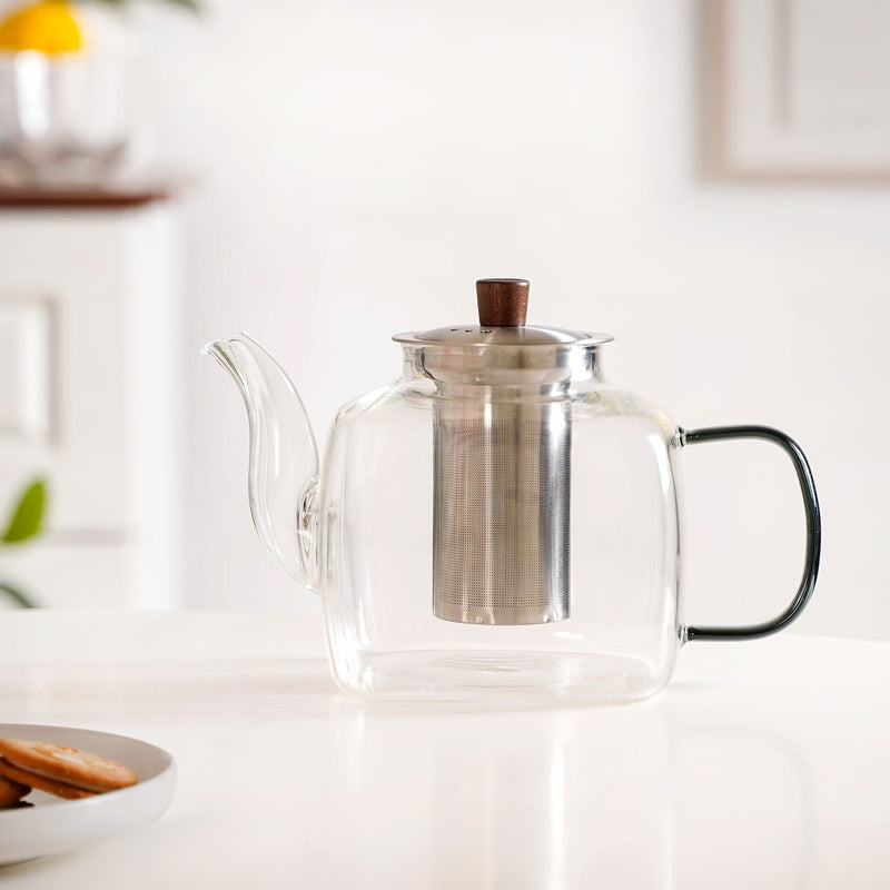 Tinted Square Glass Teapot 1250ml