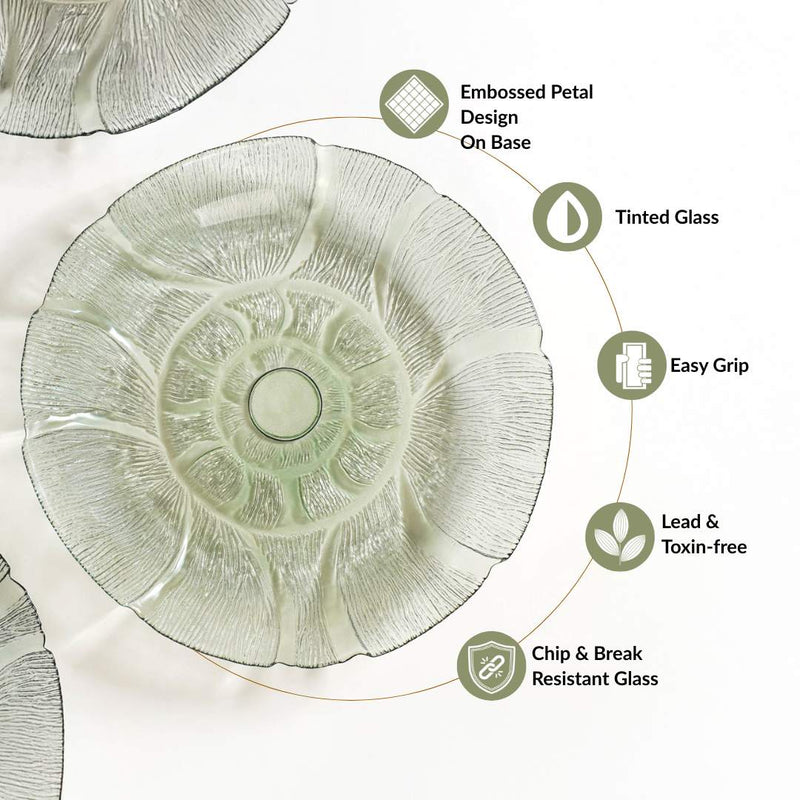 Tinted Glass Dinner Plate Set Of 6 Olive Green 25cm