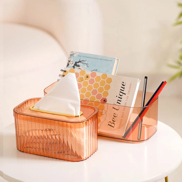 Tissue Paper Holder With Organizer Amber