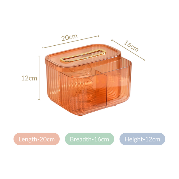 Multipurpose Tissue Paper Box With Compartments Amber