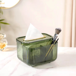 Tissue Storage Box With Compartments Green