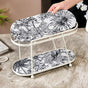 Toile De Jouy Vanity Storage Display 2 Storey Tray White