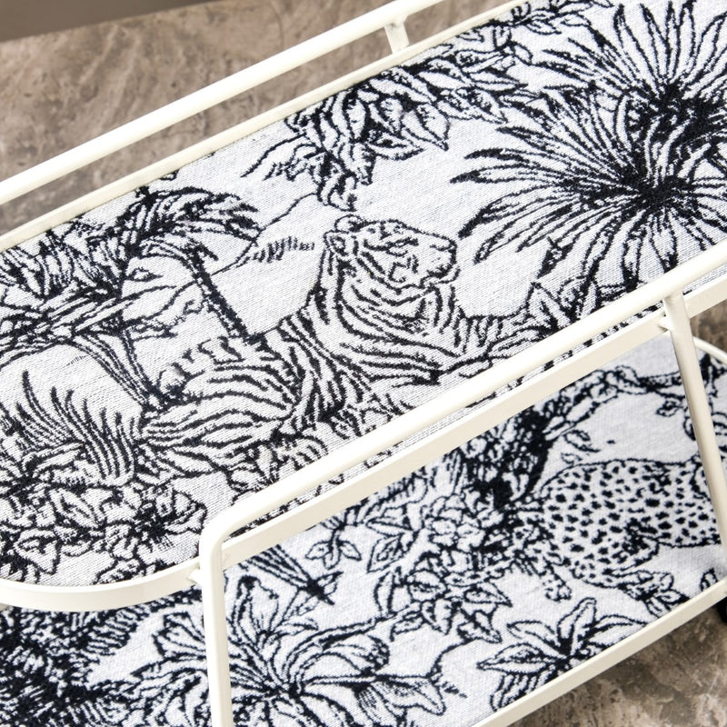 Toile De Jouy Vanity Storage Display 2 Storey Tray White