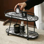 Toile de Jouy Vanity Storage Display 2 Story Tray Black
