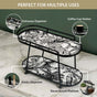 Toile De Jouy Vanity Storage Display 2 Tier Tray Black
