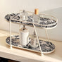 Toile de Jouy Vanity Storage Display 2 Story Tray White