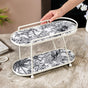 Toile de Jouy Vanity Storage Display 2 Story Tray White