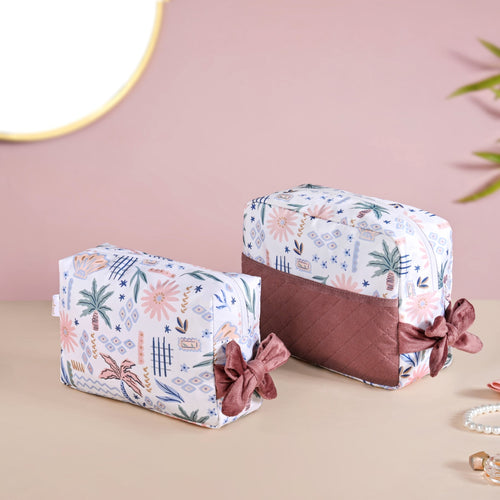 Tropical Travel Toiletry Kit Bag Set Of 2