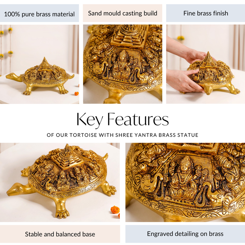 Tortoise With Shree Yantra Brass Statue