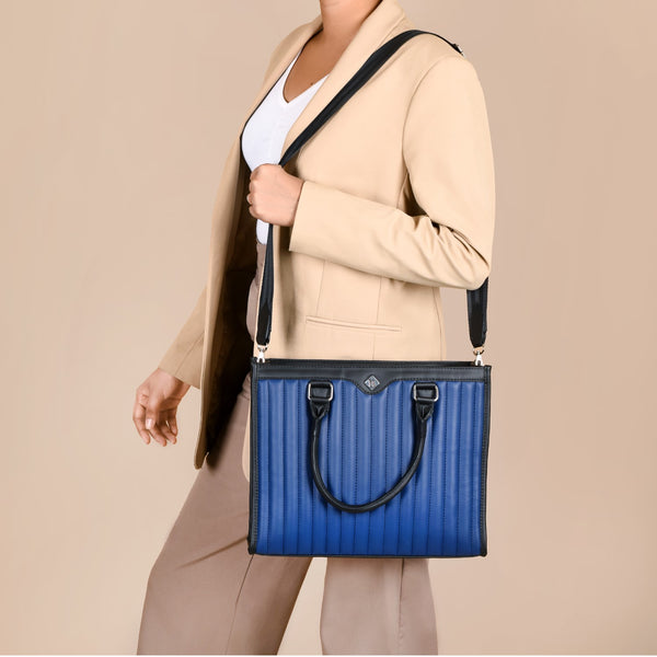 Vegan Leather Tote Bag For Women Midnight Blue