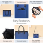 Vegan Leather Tote Bag For Women Midnight Blue