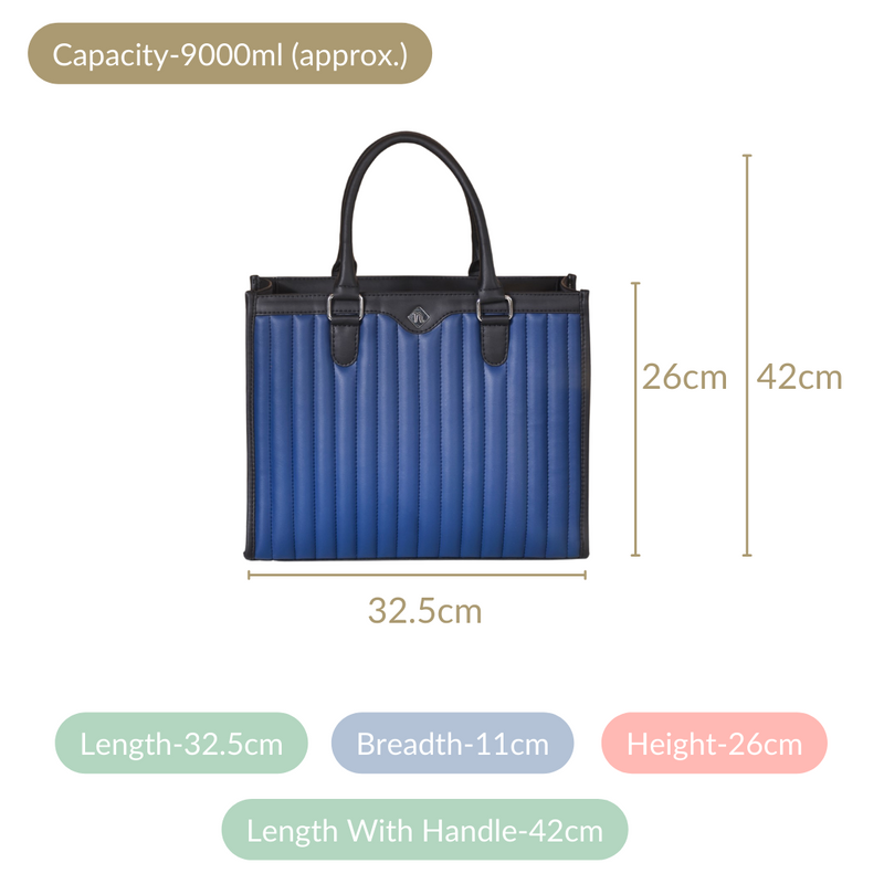 Vegan Leather Tote Bag For Women Midnight Blue