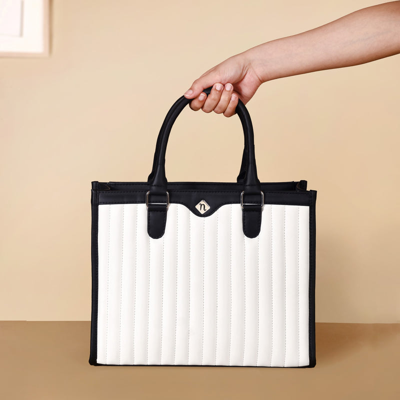 Classic Chic Black And White Tote Bag With Sling