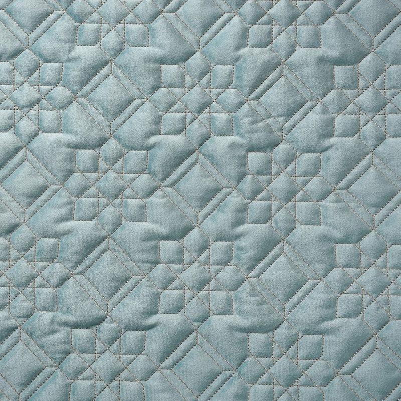Quilted Aqua Blue Table Cover With Silver Threadwork