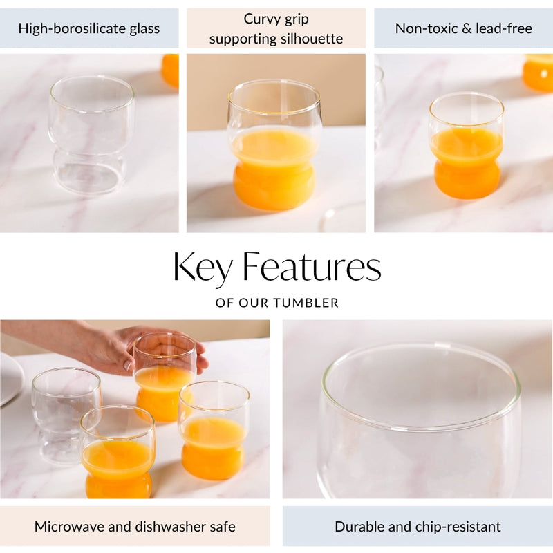 Transparent Borosilicate Glass Tumbler Set Of 4 310ml