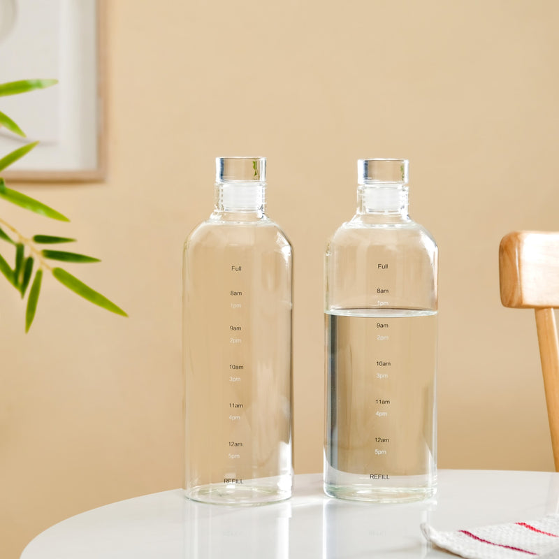 Transparent Borosilicate Glass Water Bottle Set Of 2 780ml