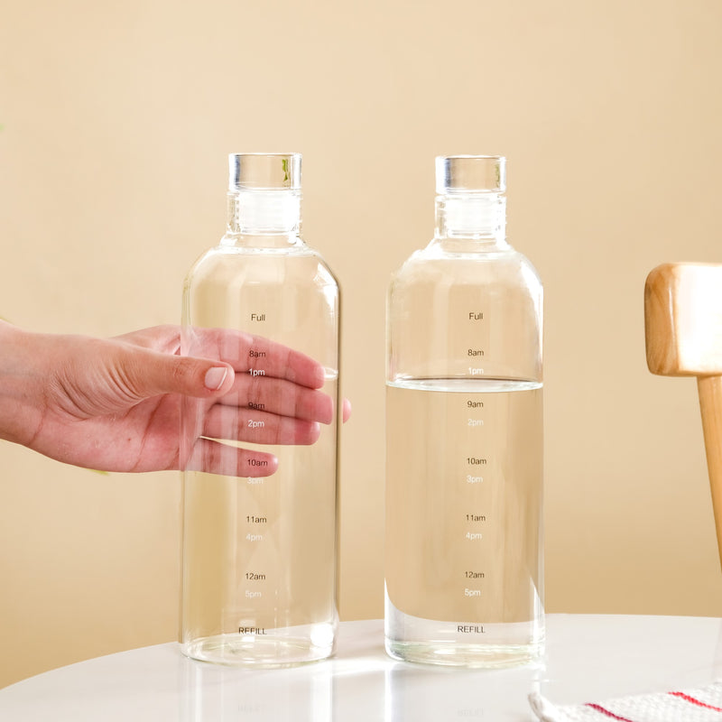 Transparent Borosilicate Glass Water Bottle Set Of 2 780ml