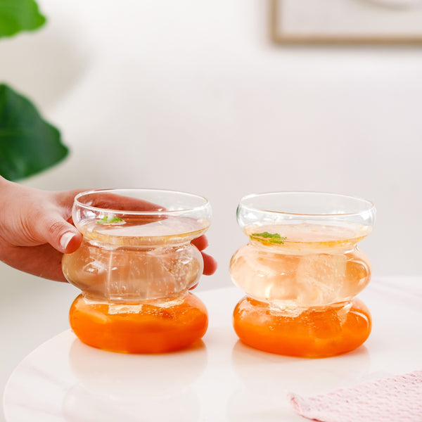 Transparent Layered Donut Glass Set Of 2 400ml