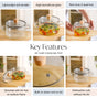 Transparent Ribbed Borosilicate Glass Cooking Pot With Lid 1800ml