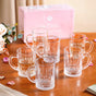 Transparent Ribbed Glass Coffee Mug Set Of 6 220ml