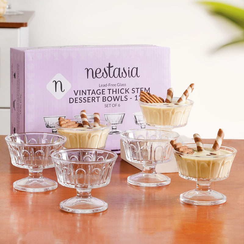 Transparent Thick Stem Dessert Bowls Set Of 6 120ml
