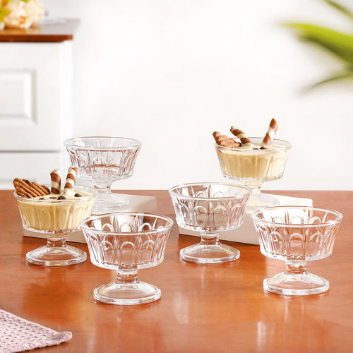 Transparent Thick Stem Dessert Bowls Set Of 6 120ml