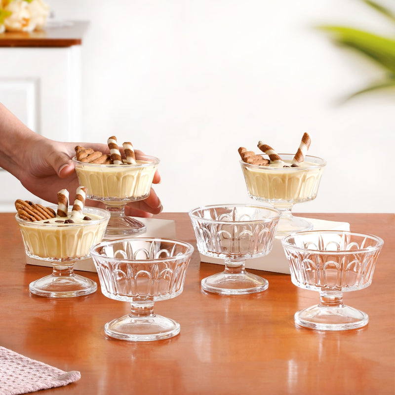 Transparent Thick Stem Dessert Bowls Set Of 6 120ml