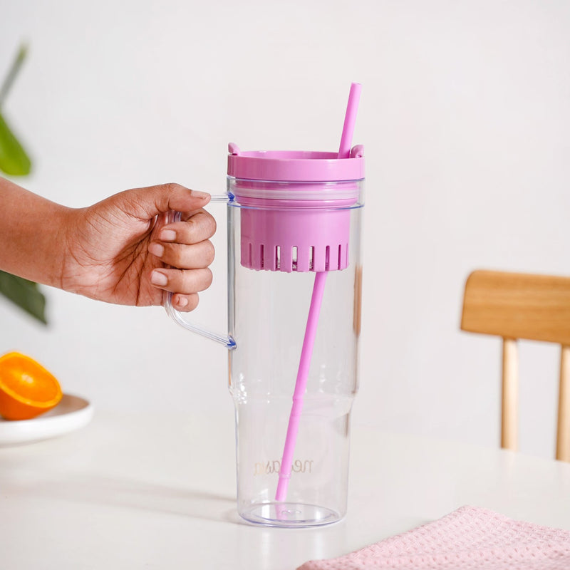 Transparent Water Bottle With Detachable Fruit Infuser 1300ml