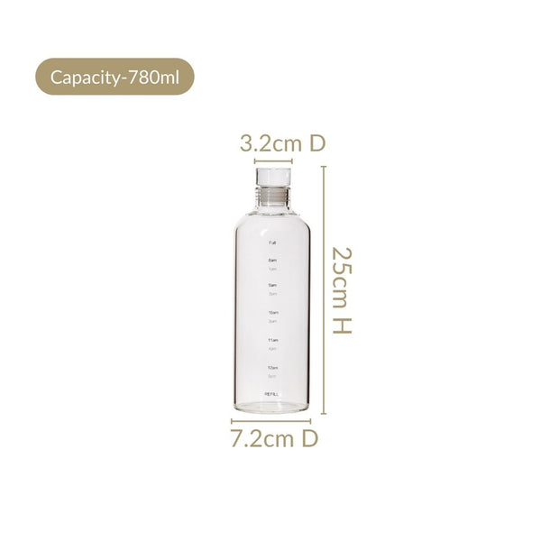 Transparent Borosilicate Glass Water Bottle Set Of 2 780ml