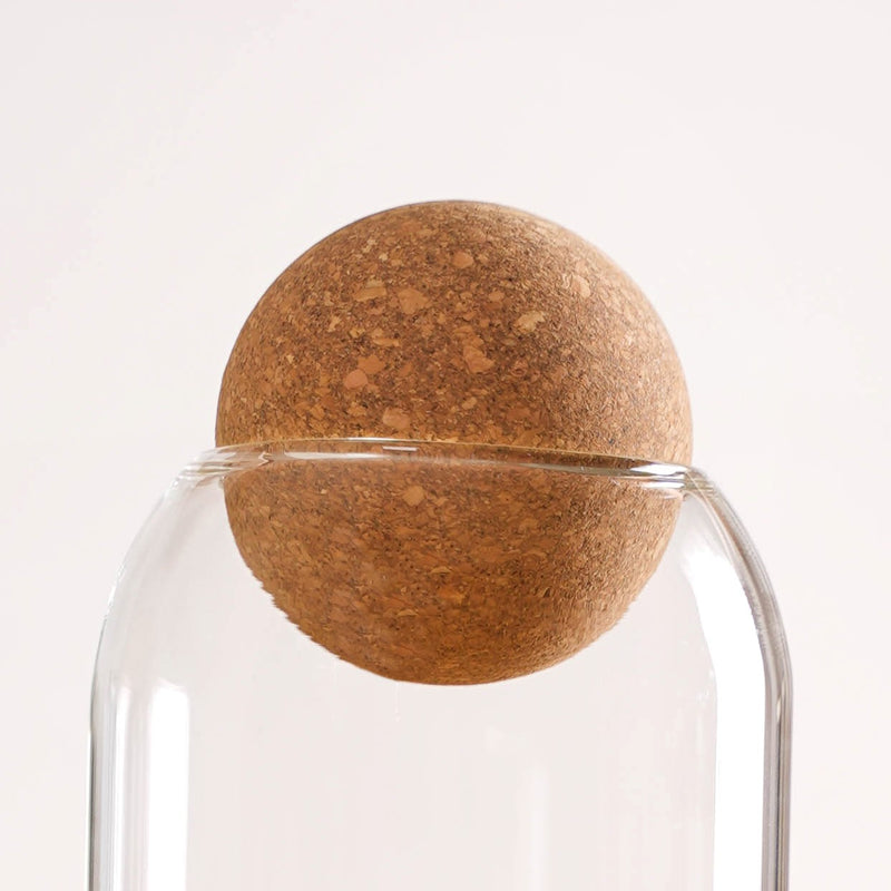 Transparent Glass Airtight Jar With Ball Cork Lid Set Of 2 1000ml