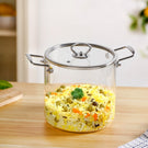 Transparent Glass Soup Pot With Stainless Steel Handle Extra Large 5500ml