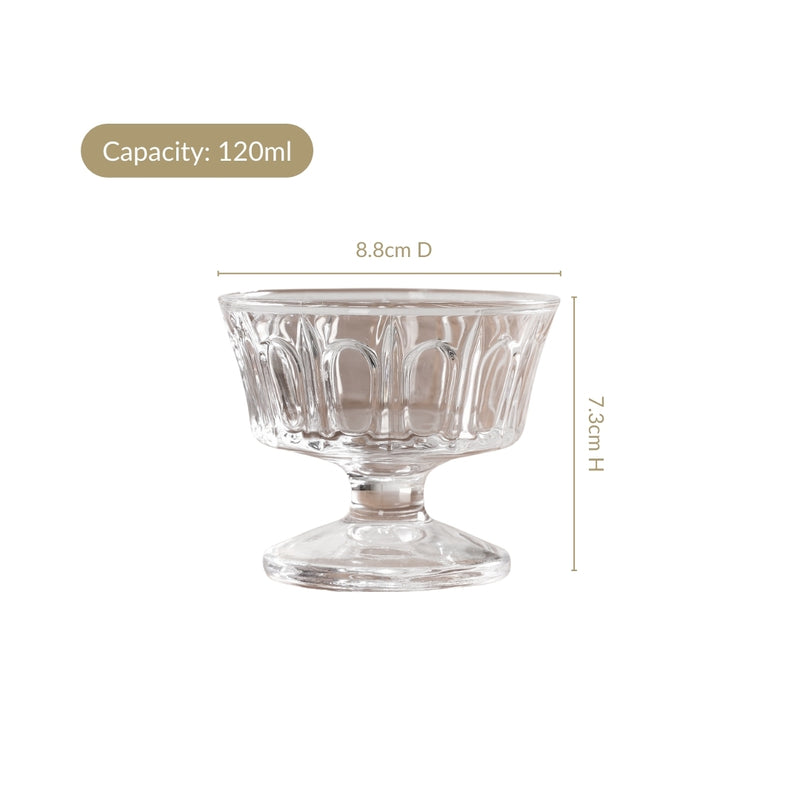 Transparent Thick Stem Dessert Bowls Set Of 6 120ml