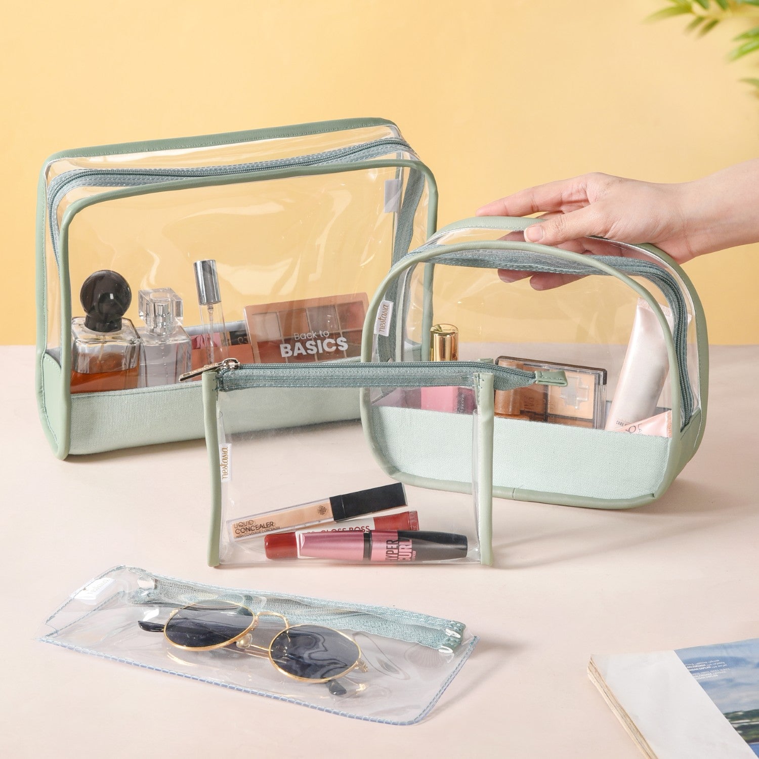 Set Of Travel Cosmetic Organizer Pouch Mint Green Online