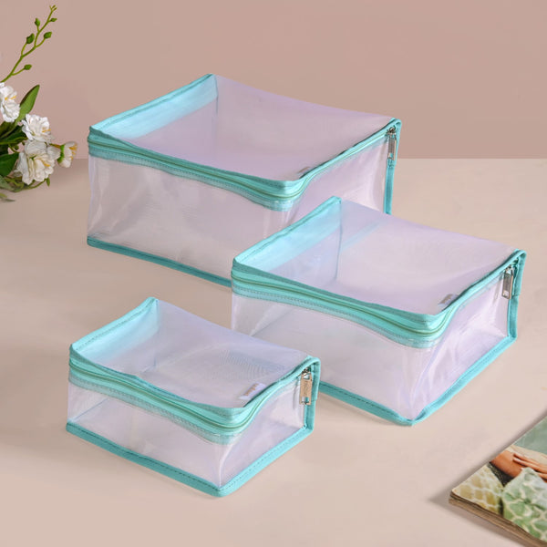 Travel Organiser Storage Bags In Aqua Set Of 3