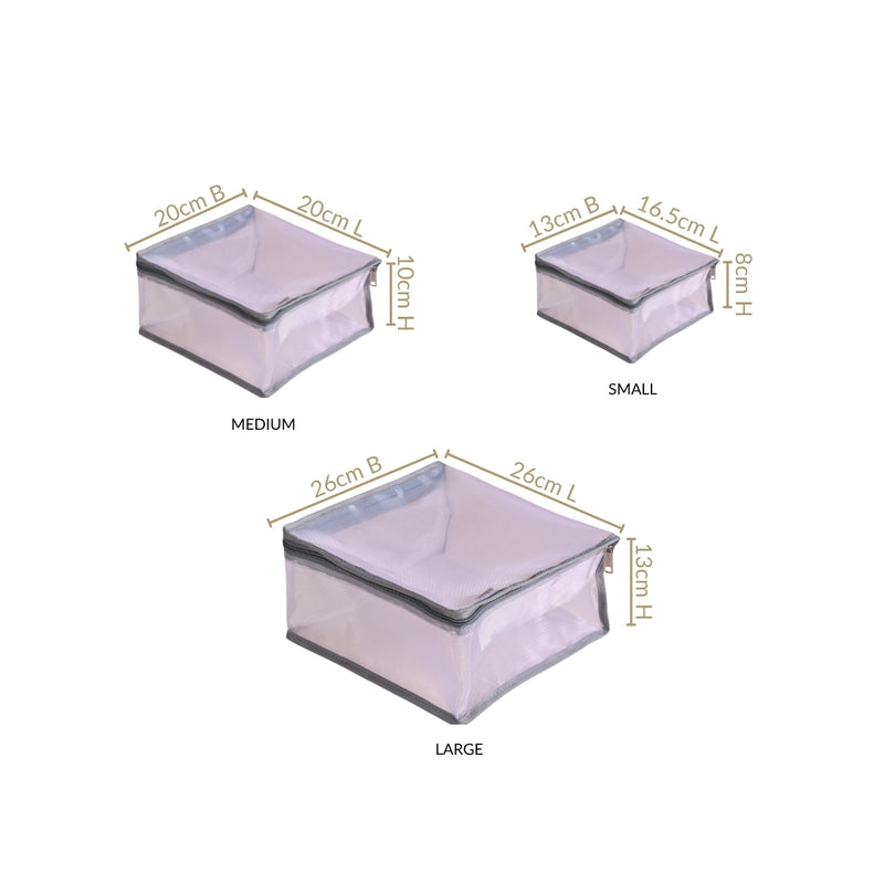 Travel Organiser Storage Bags In Grey Set Of 3