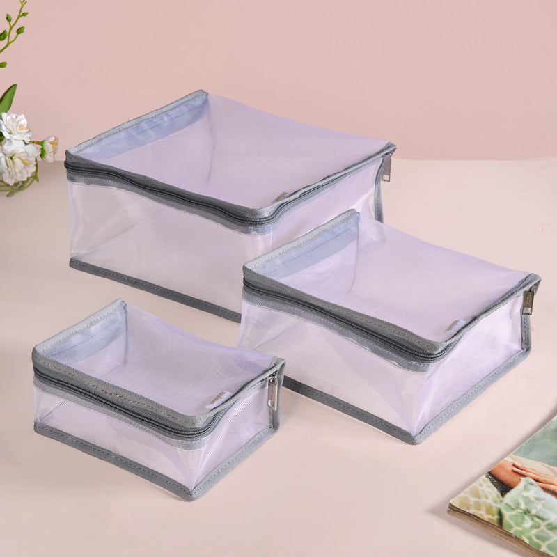 Travel Organiser Storage Bags In Grey Set Of 3