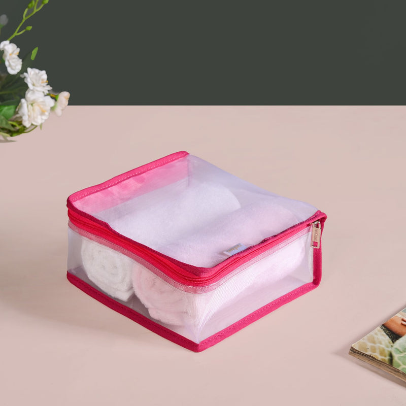 Travel Organiser Storage Bags In Pink Set Of 3