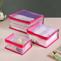 Travel Organiser Storage Bags In Pink Set Of 3