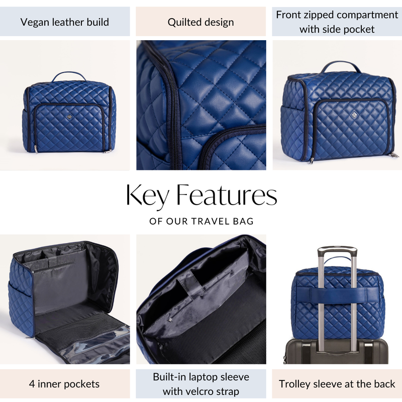 Blue Quilted Travel Bag