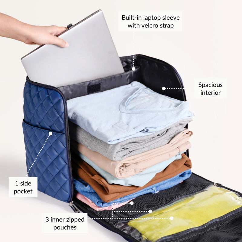 Blue Quilted Travel Bag