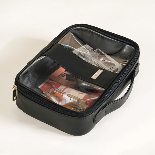 Black Vegan Leather Travel Kit Set Of 3