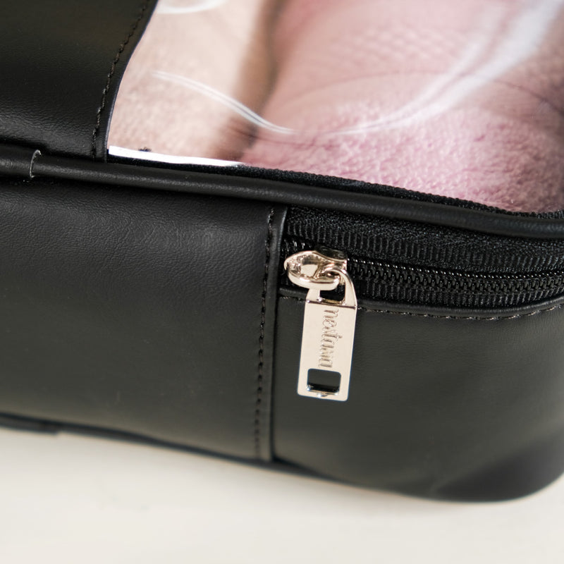 Black Vegan Leather Travel Kit Set Of 3