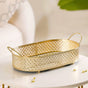 Gold Metal Oval Tray Large - Oval Tray Large, Decorative Oval Tray, Gold Serving Tray, Festive Decor Tray, Gold Finish Tray