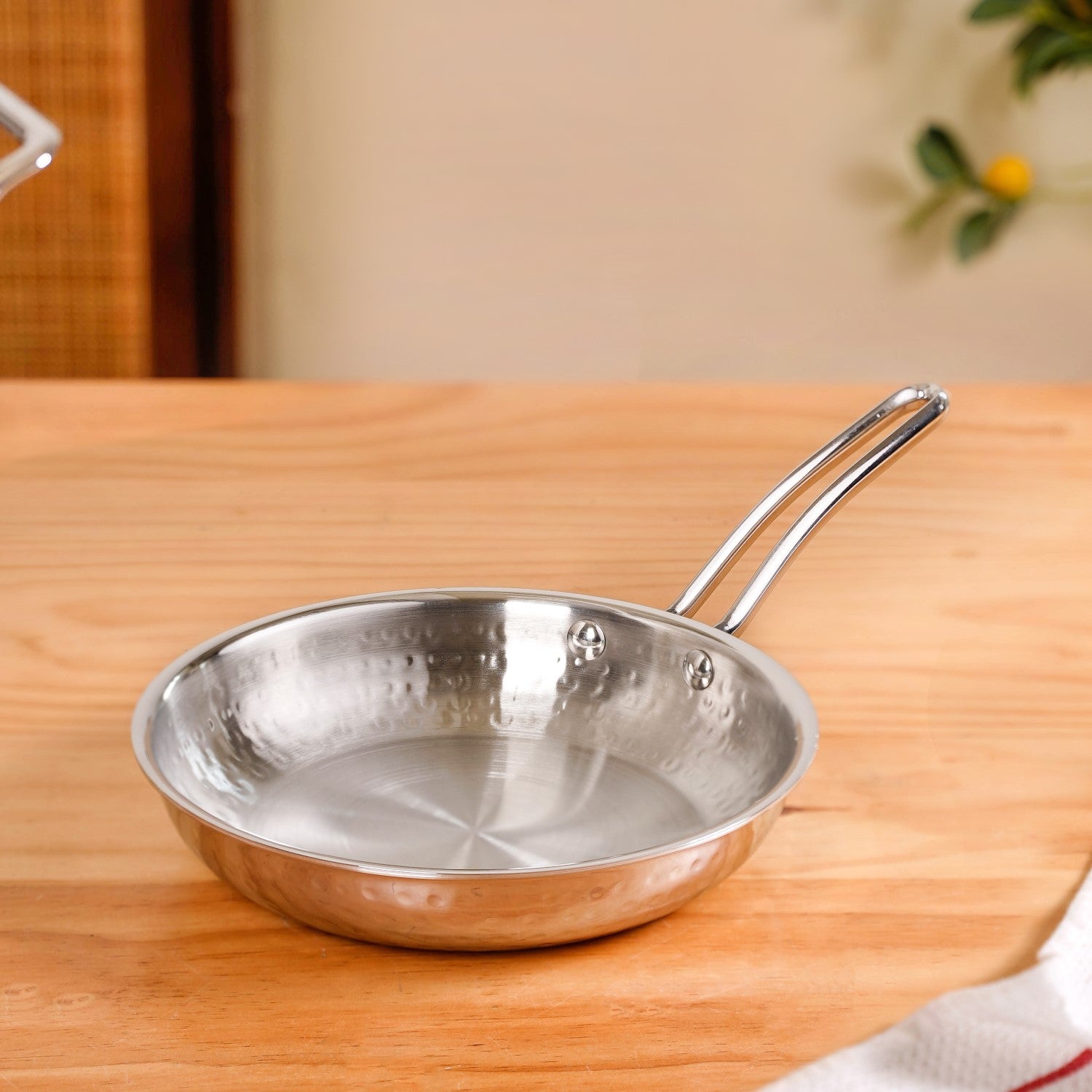 Tri-Ply Hammered Stainless Steel Frying Pan 1000ml
